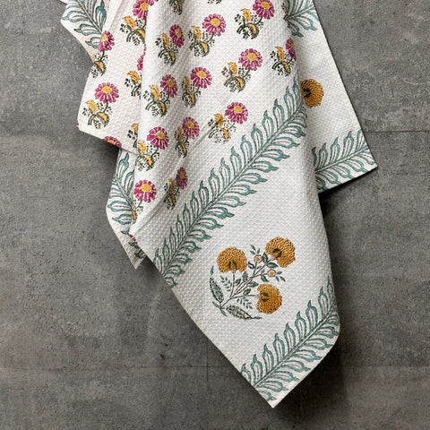 Blooming Sun Block Printed Waffle Cotton Body Towel