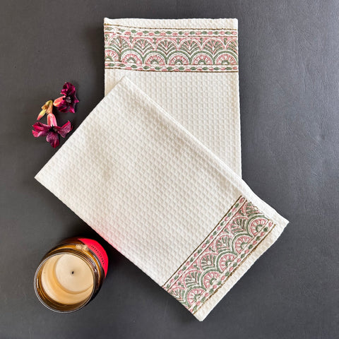 Garden Party Block Printed Waffle Cotton Hand Towel