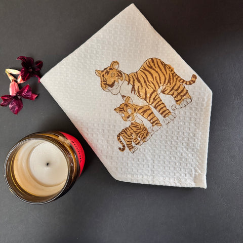 Tiger Tot Block Printed Waffle Cotton Face Towel