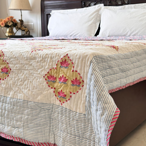 Kamal Talai Double Bed Hand Block Printed Quilt