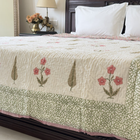 Sundar Sangam Double Bed Hand Block Printed Quilt