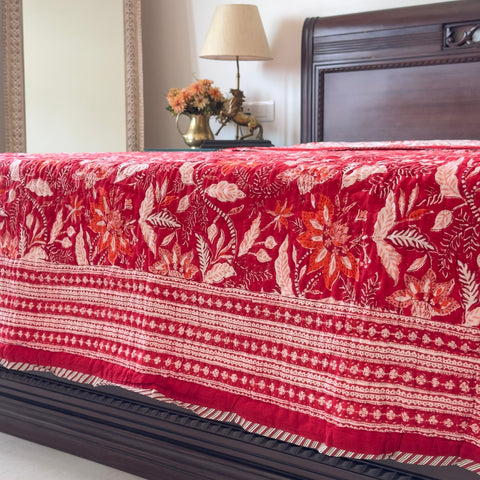 Aabha Bagicha Double Bed Hand Block Printed Quilt