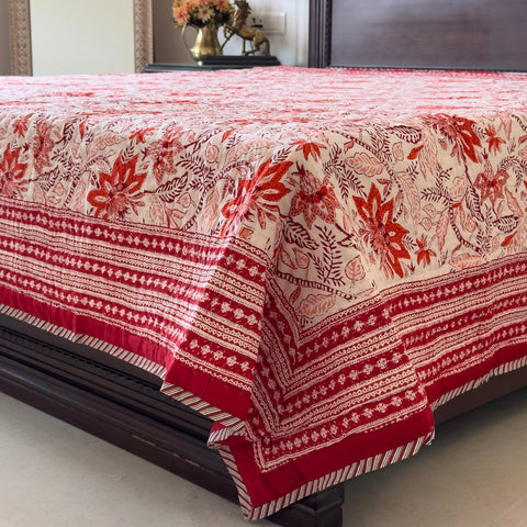 Aabha Bagicha Double Bed Hand Block Printed Quilt