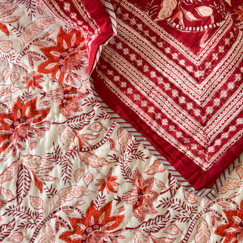 Aabha Bagicha Double Bed Hand Block Printed Quilt