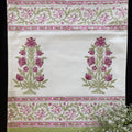 Pink Wild Flower Block Printed Table Runner