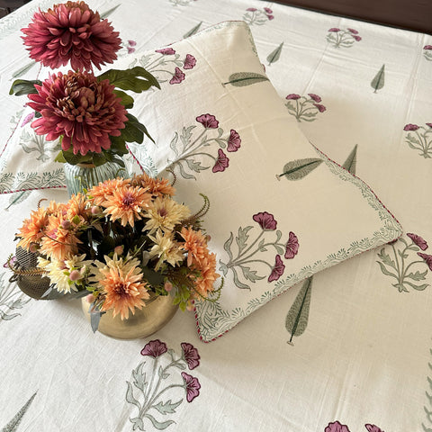 Petunia Parade Slub Cotton Block Printed Bedcover