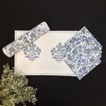 Bunch Of Blue Flowers Block Printed Runner & Mat Set