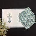 Emerald Bloom Block Printed Runner & Mat Set