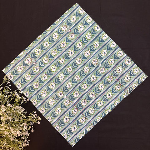 Emerald Bloom Block Printed Runner & Mat Set