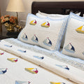 Marine Adventure-Blue Kids Non-Reversible Hand Block Printed Quilted Bedcover  Set of 3