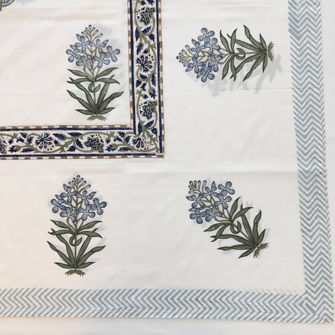 Blue Bunch Block Printed Table Cloth