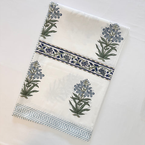 Blue Bunch Block Printed Table Cloth