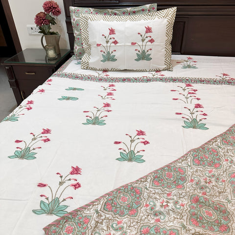 Mystic Petal Lullaby Block Printed Double Bed Dohar