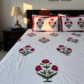 Poppy Passion Block Printed Bedsheet 500TC