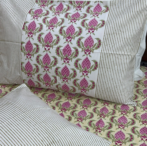 Berry Blossom Block Printed Bedsheet