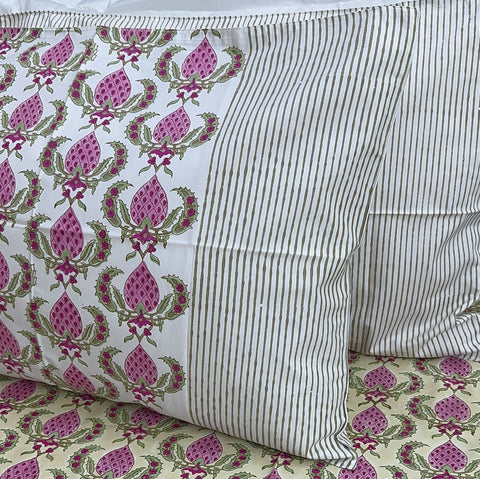 Berry Blossom Block Printed Bedsheet