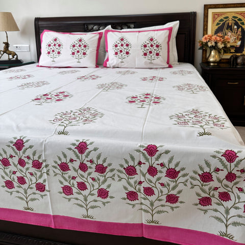 Red Scarlet Heritage Block Printed Bedsheet