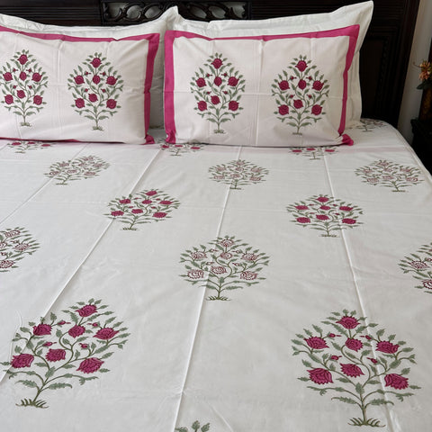 Red Scarlet Heritage Block Printed Bedsheet