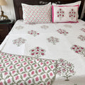 Mystic Petal Lullaby Block Printed Bedsheet 400TC Set of 5