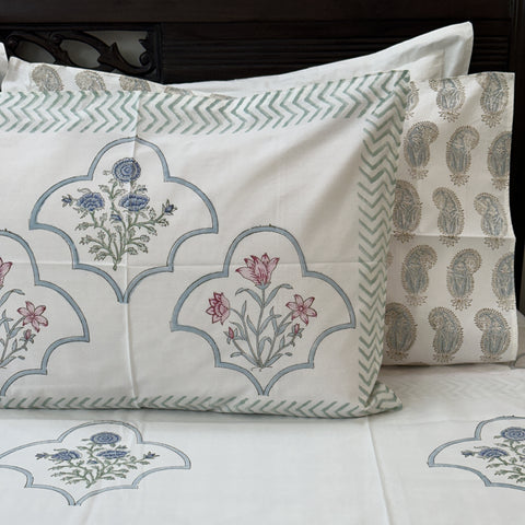 Blossoming Arches Block Printed Bedsheet