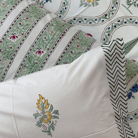 Petals In Sync Block Printed Bedsheet