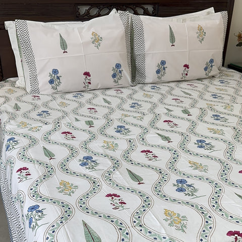 Petals in Sync Block Printed Double Bed Dohar