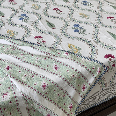 Petals in Sync Block Printed Double Bed Dohar