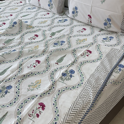 Petals in Sync Block Printed Double Bed Dohar