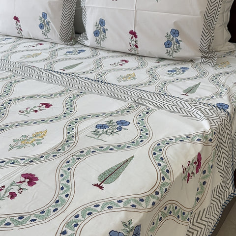 Petals in Sync Block Printed Double Bed Dohar