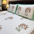 Sage Running Deer Block Printed Bedsheet