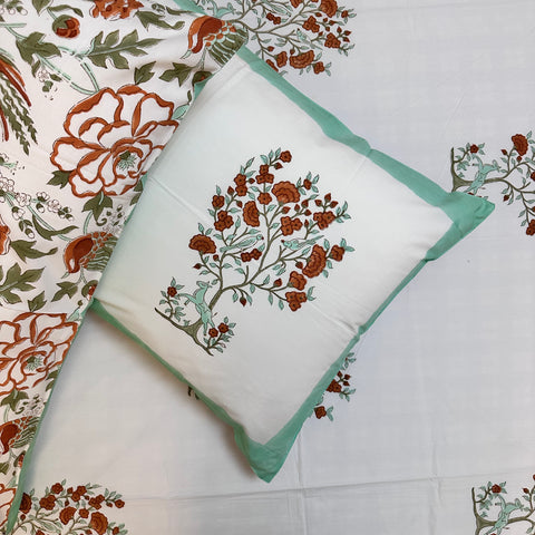 Sage Running Deer Block Printed Bedsheet