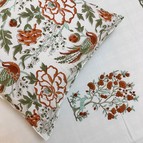 Sage Running Deer Block Printed Bedsheet