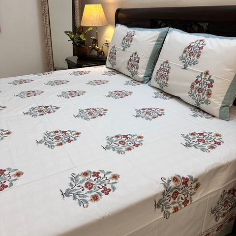 Rustic Charm Block Printed Bedsheet