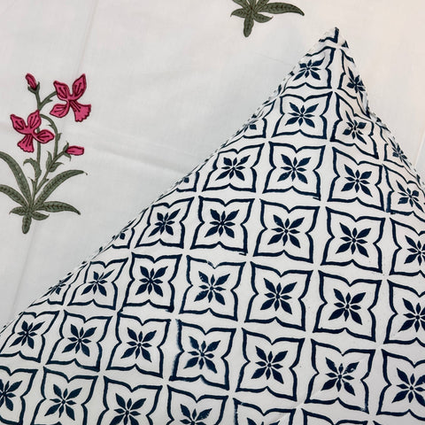 Red Petals Block Printed Bedsheet