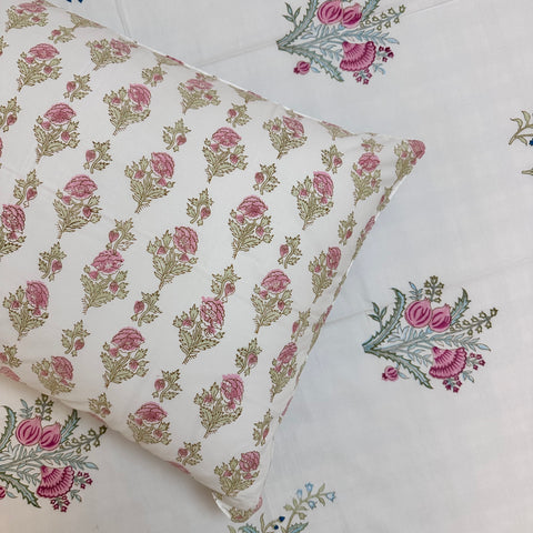 Eternal Bloom Block Printed Bedsheet