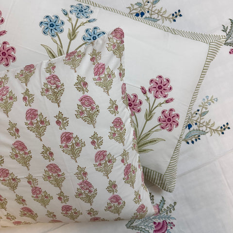 Eternal Bloom Block Printed Bedsheet