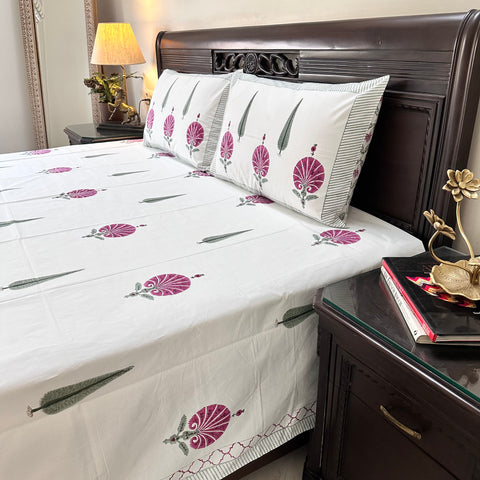 Blooming Fans Block Printed Bedsheet