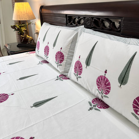 Blooming Fans Block Printed Bedsheet