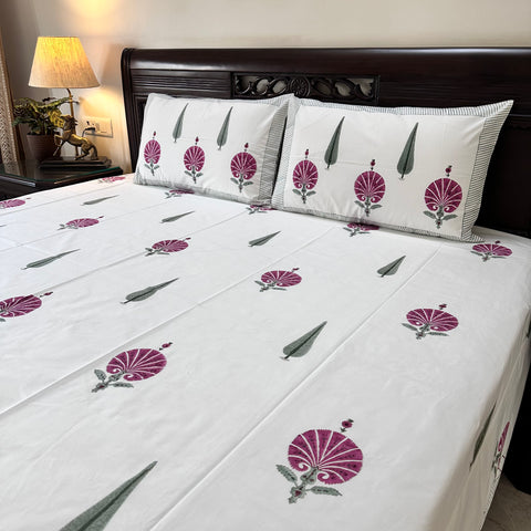 Blooming Fans Block Printed Bedsheet