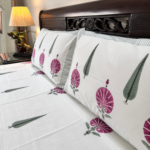 Blooming Fans Block Printed Bedsheet