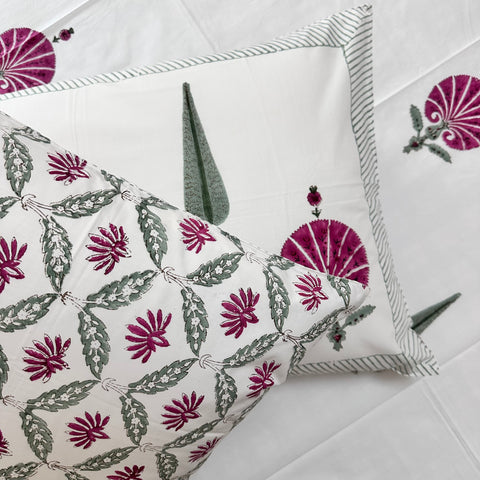 Blooming Fans Block Printed Bedsheet