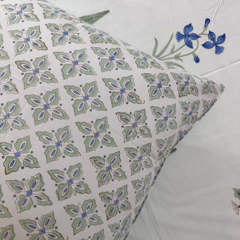 Mint Meadow Block Printed Bedsheet