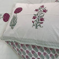Deep Crimson Hydrangeas Block Printed Bedsheet Cream Base