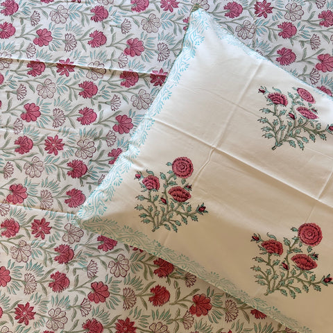 Ornate Garden Block Printed Bedsheet