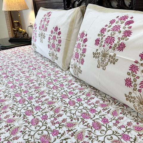 Petals Web Gadh Block Printed Bedsheet