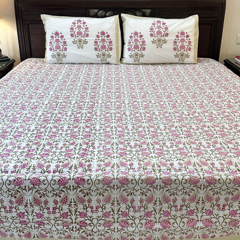 Petals Web Gadh Block Printed Bedsheet