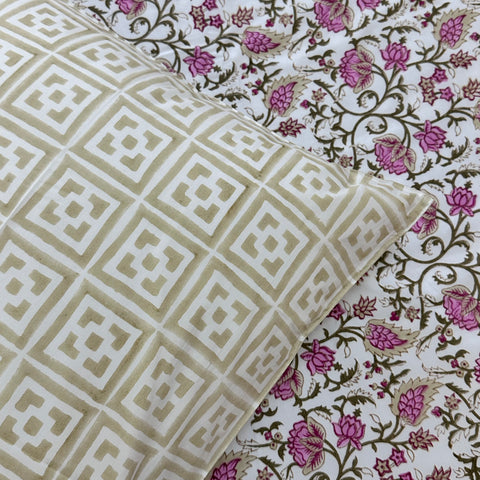 Petals Web Gadh Block Printed Bedsheet