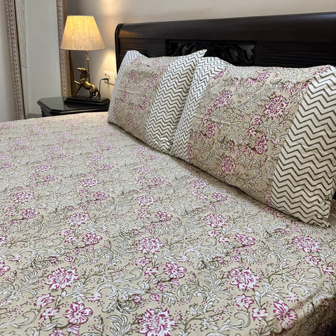 Floral Tapestry Gadh Block Printed Bedsheet