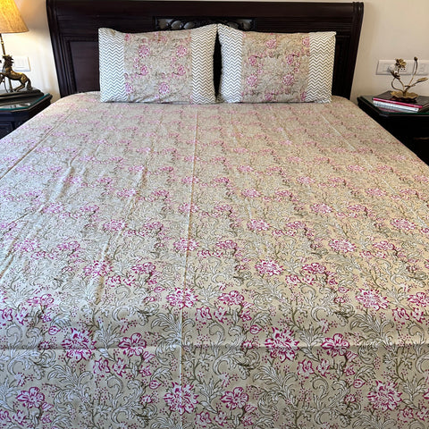 Floral Tapestry Gadh Block Printed Bedsheet