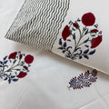 Scarlet Serenity Block Printed Bedsheet 500TC